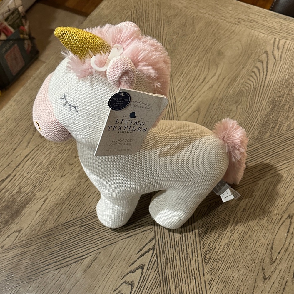 Pink and White Unicorn Stuffed Animal